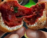 A picture of step 8 of Kolkatas famous beetroot chop.