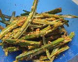 A picture of step 2 of Kurkuri Bhindi.