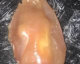 A picture of step 2 of Chicken breast wrapped in filo pastry.