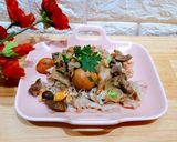 Hình bước làm 5 của món Phở xào lòng gà trứng non