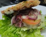 Foto del paso 15 de la receta: Hamburguesa🥩de res 🧀en pancakes🧇de vegetales🍔🥯🥞
