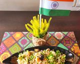 A picture of step 6 of Tricolour pulav.