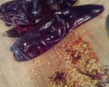 A picture of step 1 of Red chile pepper sauce.