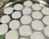 A picture of step 2 of Kutti idli in tri colour.