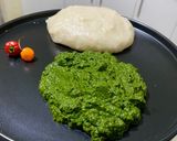 A picture of step 6 of Chigwada (Cassava leaves in groundnut flour).