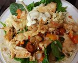 A picture of step 4 of My chicken, chilli, cheese open wrap 😀.