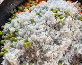 A picture of step 4 of Blue Fried Rice.
