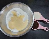 A picture of step 1 of Non fire Tricolor coconut burfi.