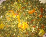 A picture of step 1 of Spinach and egg source with fried egg.