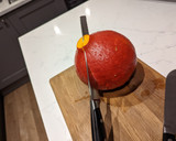 A picture of step 4 of Red kuri squash pie made from homemade puree.