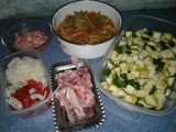 Zapallito revuelto c/pollo y tirabuzón