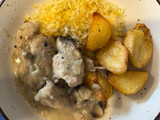 Pavo cremoso de champiñones con papitas a la mantequilla apto APLV AAM