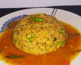 A picture of step 1 of Daliya khichdi with tomato rasam.