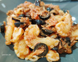 Foto del paso 7 de la receta: Creste di gallo melanzane, tonno e olive –Pasta con berenjena, atún y aceitunas–