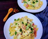 A picture of step 8 of Creamy Garlic Penne Pasta.