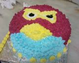 A picture of step 6 of Angry bird cake.