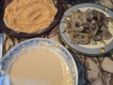 Camarones empanizados de coco con salsa de mango