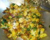 A picture of step 2 of Masala Dosa with coconut chutney & sambhar.