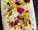 A picture of step 3 of Rose coconut Halwa.