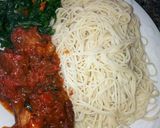 A picture of step 5 of Spaghetti with Vegetable sauce and Chicken Stew.