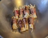 A picture of step 1 of Enoki Roll.