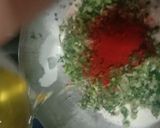 A picture of step 2 of Sooji sandwich.