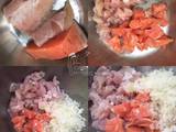 Ceviche de salmón y corvina con salsa rosada y batatas al horno