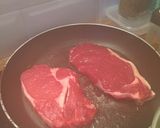 A picture of step 3 of Steak and chips (sweet potato version!).