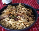 Foto del paso 7 de la receta: Tagliatelle integrales con espárragos trigueros y piñones con falso pesto de albahaca
