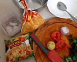 A picture of step 1 of Wai Wai Bhel.
