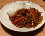 Foto del paso 7 de la receta: Stir-fry de ternera con bambú y pimientos