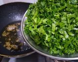 A picture of step 2 of Palak with homemade paneer.