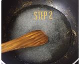 A picture of step 2 of Tapkir halva / arrowroot halwa.