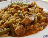 Foto del paso 11 de la receta Arroz caldoso con Cordero, Judías Verdes y Champiñones