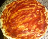 A picture of step 9 of Homemade pizza with minced beef and cheese topping.