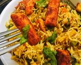 A picture of step 14 of Fried Spiced Paneer Biryani.