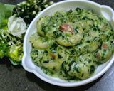 Foto langkah ke 6 dari resep Pasta Kentang Saus Bayam Carbonara "Low Budget".