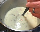 A picture of step 6 of Potato Soup (made with ham and cheese).