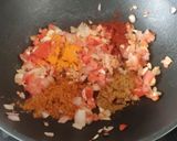 A picture of step 4 of Kathiyawadi Aloo matar ki subji.