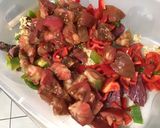 A picture of step 12 of Beef with Peanuts, Peppers, and Ginger.