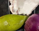A picture of step 1 of Kairichi saar / maharashtraian raw mango curry.