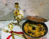 A picture of step 8 of Mutton biryani.
