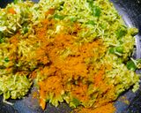 A picture of step 3 of Basil pesto pulao.