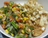 A picture of step 1 of Sweet corn veg and egg drop fried rice.