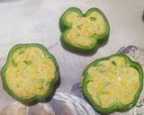A picture of step 3 of Bell pepper cheese stuffed burger.