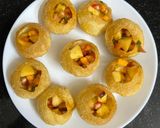 A picture of step 2 of Fruity dahi poori with flavored Greek dahi & plum chutney.