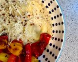 A picture of step 9 of Cacio E Pepe Ravioli in Lemon 🍋 Garlic 🧄 Cream Sauce with Roasted Sweet Peppers 🌶️ ( my Italian C.