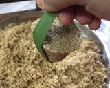 A picture of step 6 of Kakker (glutinous rice flour and jaggery halwa).