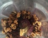 A picture of step 3 of Beetroot and walnut dip - a variation of Muhammara (vegan).