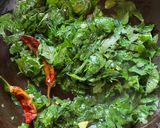 A picture of step 4 of Note Shaak Bhaaja (Green Amaranth).